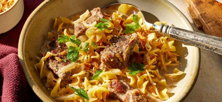 French Onion Beef and Noodles