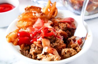 Loaded Cheeseburger Waffle Fry Bake