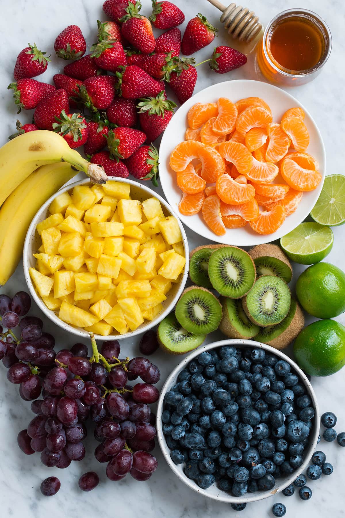 Honey Lime Rainbow Fruit Salad