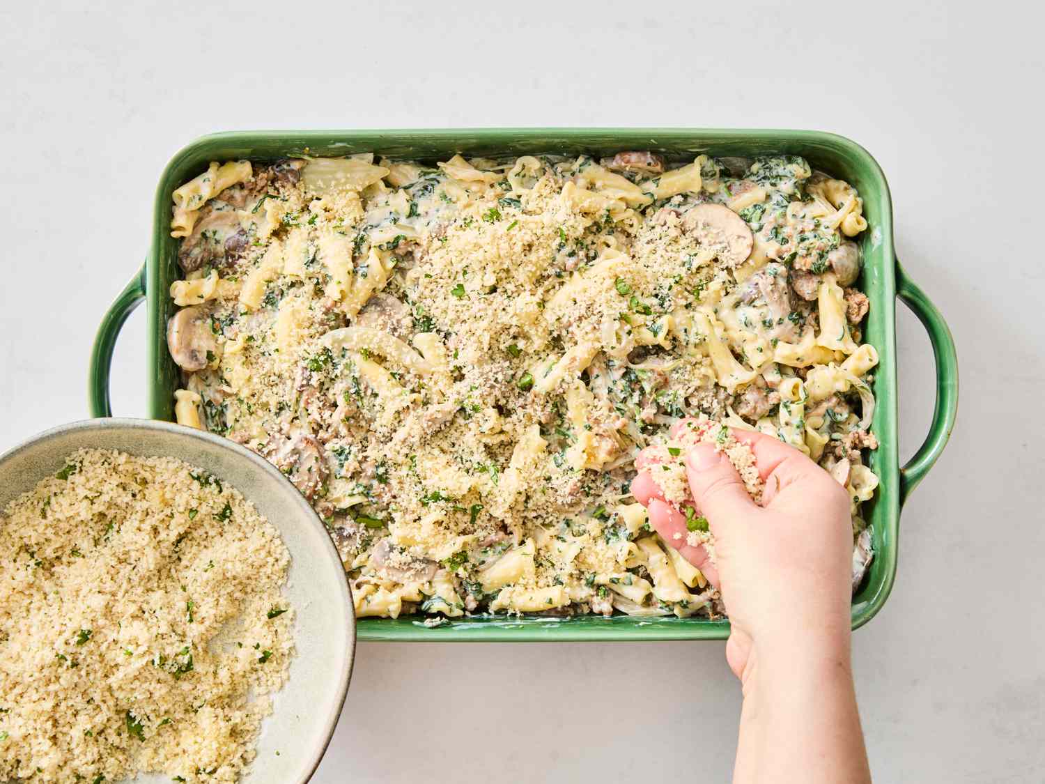 Stuffed Mushroom Pasta Bake