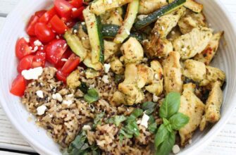 Air Fryer Pesto Chicken Quinoa Bowl