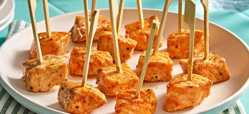 Air Fryer Honey Mustard Salmon Bites