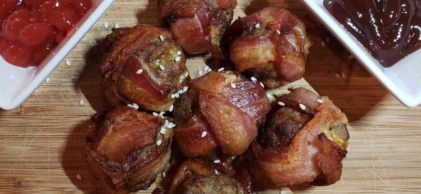 Bacon Wrapped Cheeseburger Bites