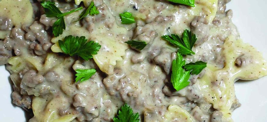 Creamy Beef and Bow Tie Pasta