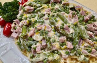 Creamy Spring Vegetable and Ham Pasta